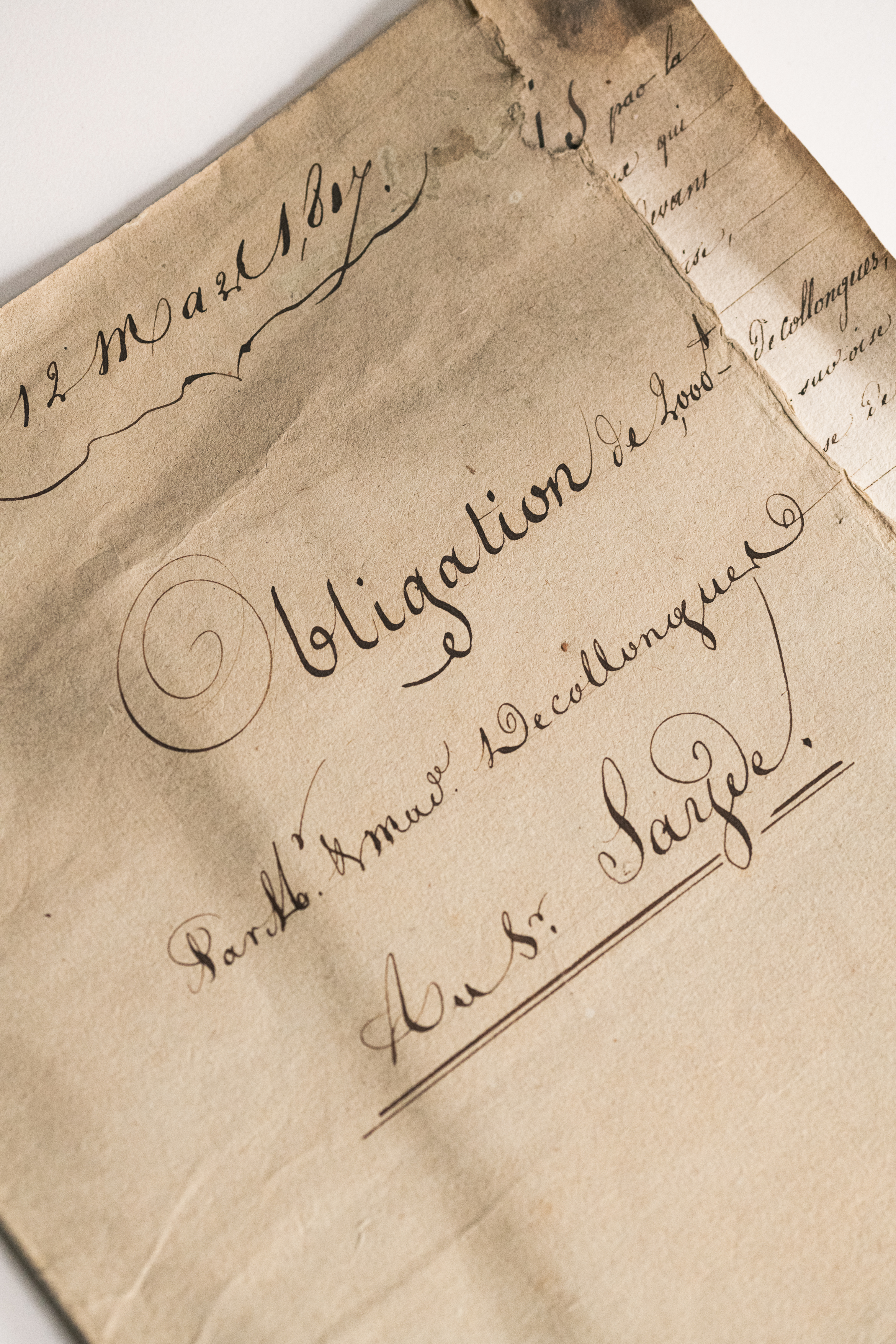 Acte d'obligation manuscrit, 1807